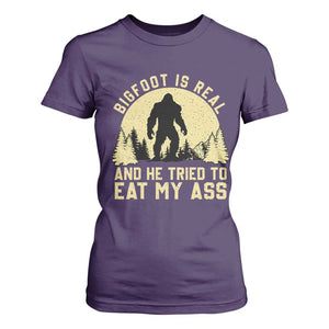 Funny Bigfoot T Shirt For Women Sasquatch Big Foot Eat My Ass Vintage Cryptid Meme TS10 Purple Print Your Wear