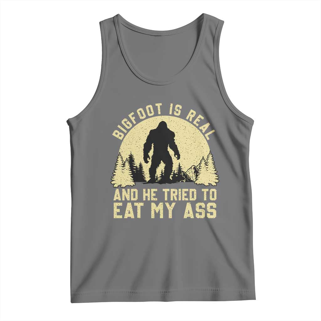 Funny Bigfoot Tank Top Sasquatch Big Foot Eat My Ass Vintage Cryptid Meme TS10 Black Heather Print Your Wear