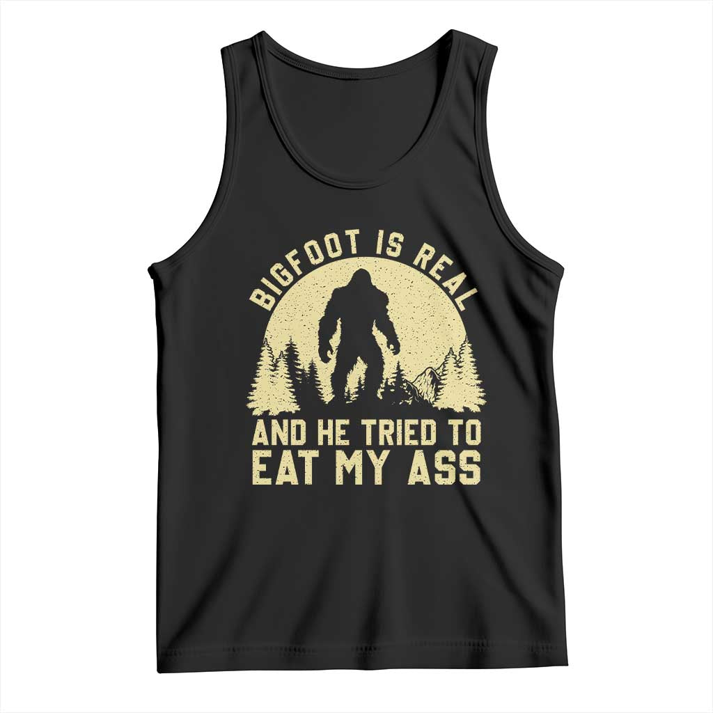 Funny Bigfoot Tank Top Sasquatch Big Foot Eat My Ass Vintage Cryptid Meme - Print Your Wear