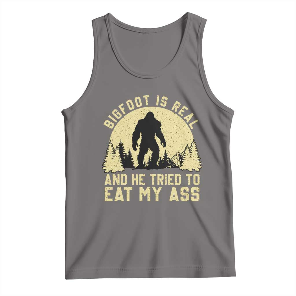 Funny Bigfoot Tank Top Sasquatch Big Foot Eat My Ass Vintage Cryptid Meme TS10 Deep Heather Print Your Wear