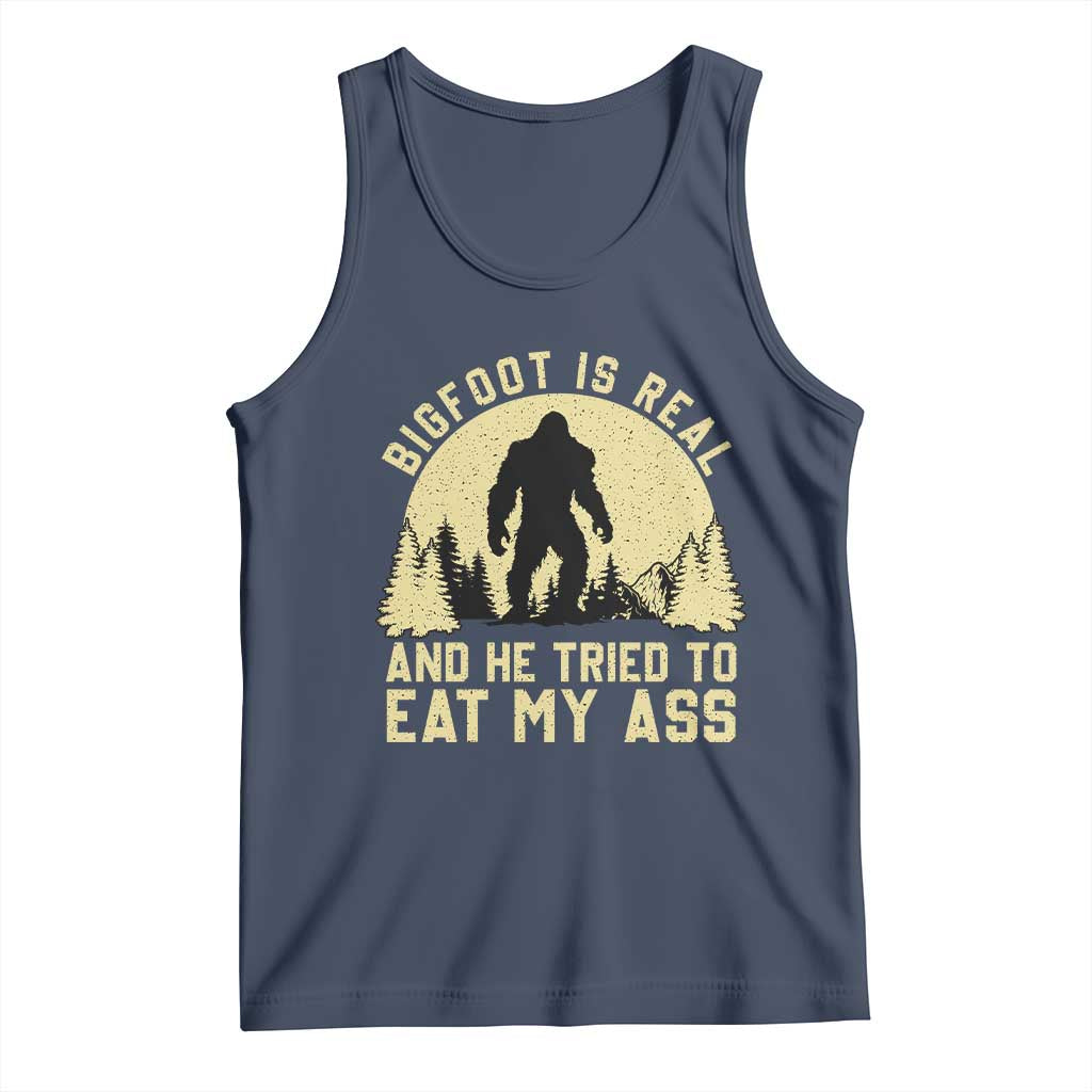 Funny Bigfoot Tank Top Sasquatch Big Foot Eat My Ass Vintage Cryptid Meme TS10 Navy Print Your Wear