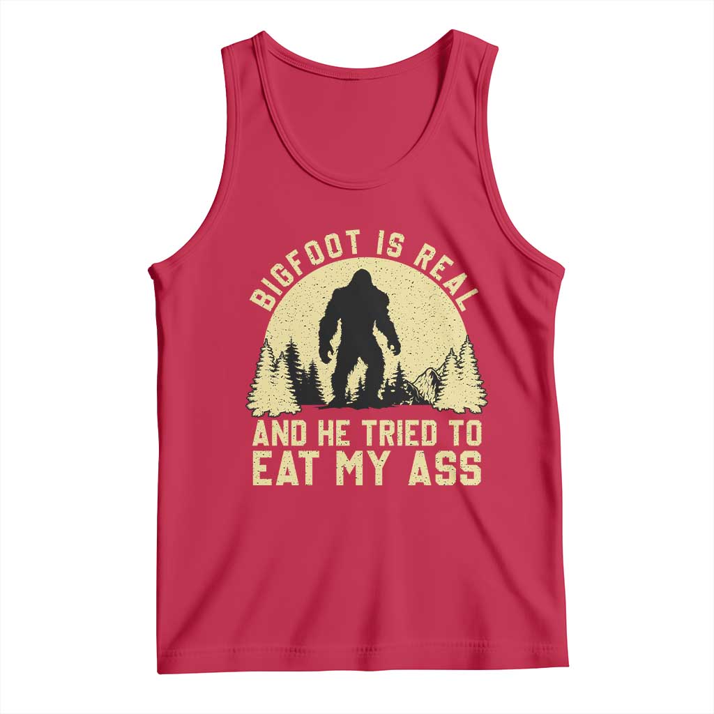 Funny Bigfoot Tank Top Sasquatch Big Foot Eat My Ass Vintage Cryptid Meme TS10 Red Print Your Wear