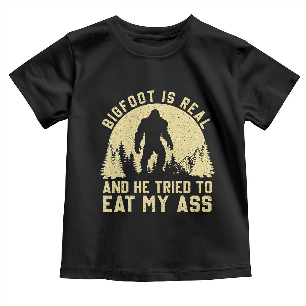 Funny Bigfoot Toddler T Shirt Sasquatch Big Foot Eat My Ass Vintage Cryptid Meme TS10 Black Print Your Wear
