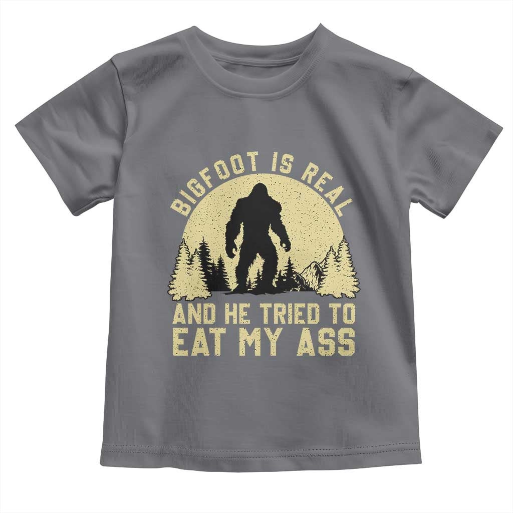 Funny Bigfoot Toddler T Shirt Sasquatch Big Foot Eat My Ass Vintage Cryptid Meme TS10 Charcoal Print Your Wear