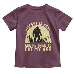 Funny Bigfoot Toddler T Shirt Sasquatch Big Foot Eat My Ass Vintage Cryptid Meme TS10 Maroon Print Your Wear