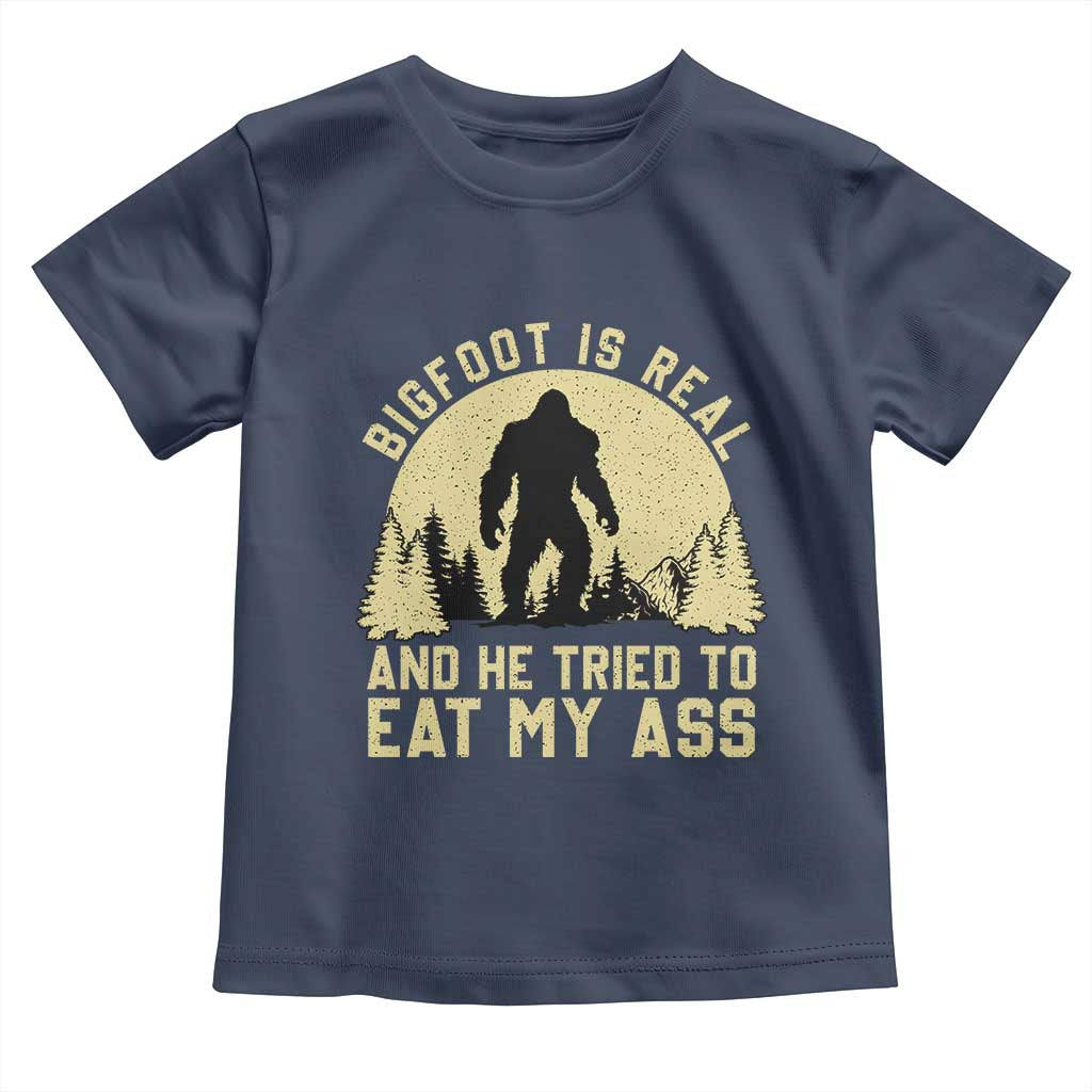 Funny Bigfoot Toddler T Shirt Sasquatch Big Foot Eat My Ass Vintage Cryptid Meme TS10 Navy Print Your Wear