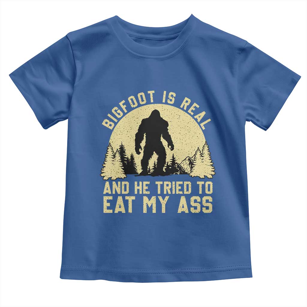 Funny Bigfoot Toddler T Shirt Sasquatch Big Foot Eat My Ass Vintage Cryptid Meme TS10 Royal Blue Print Your Wear