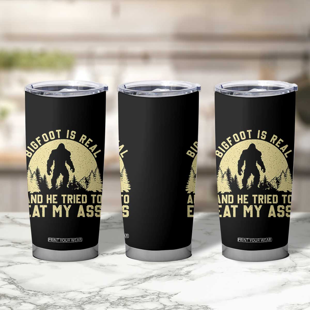 Funny Bigfoot Tumbler Cup Sasquatch Big Foot Eat My Ass Vintage Cryptid Meme TS10 Print Your Wear