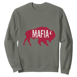 Let's Go Buffalo Sweatshirt Funny Mafia WNY Pride Red Buffalo TS10 Military Green Print Your Wear