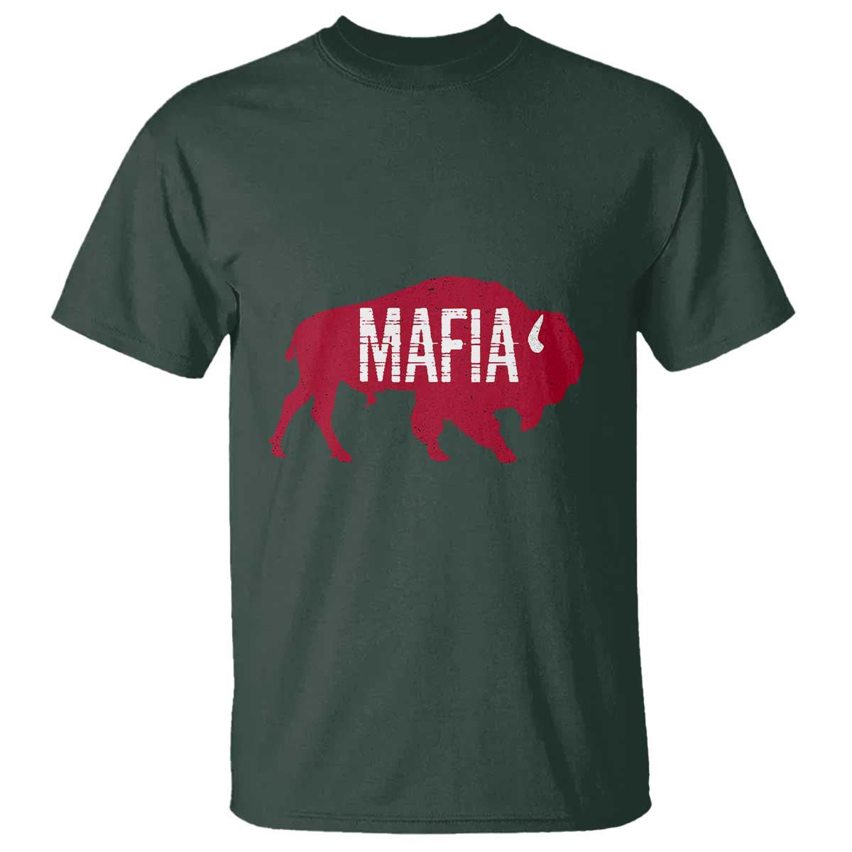 Let's Go Buffalo T Shirt Funny Mafia WNY Pride Red Buffalo TS10 Dark Forest Green Print Your Wear