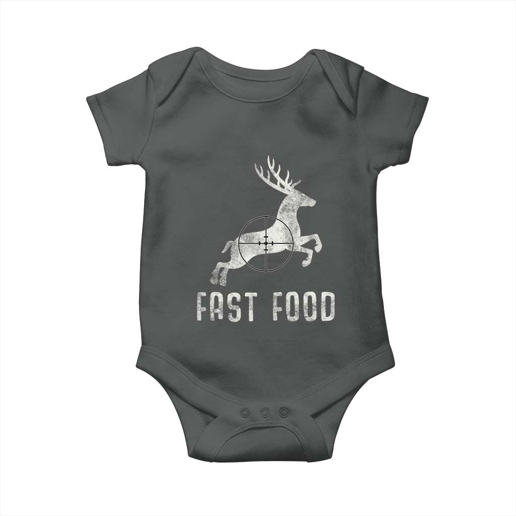 Deer Hunting Season Baby Onesie Funny Fast Food TS10 Dark Heather Print Your Wear