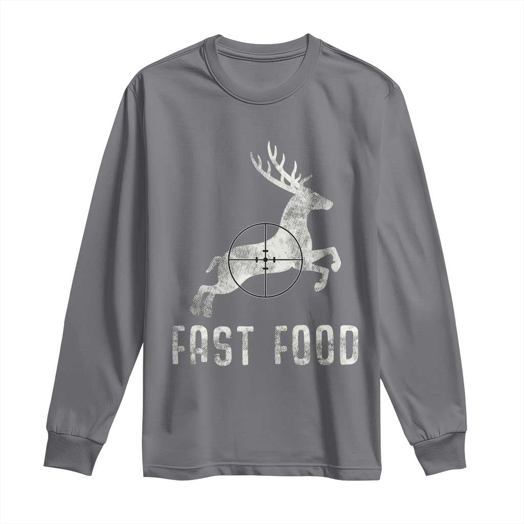 Deer Hunting Season Long Sleeve Shirt Funny Fast Food TS10 Charcoal Print Your Wear
