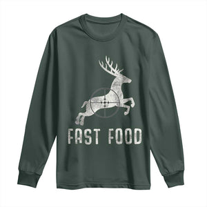 Deer Hunting Season Long Sleeve Shirt Funny Fast Food TS10 Dark Forest Green Print Your Wear