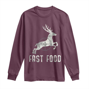 Deer Hunting Season Long Sleeve Shirt Funny Fast Food TS10 Maroon Print Your Wear