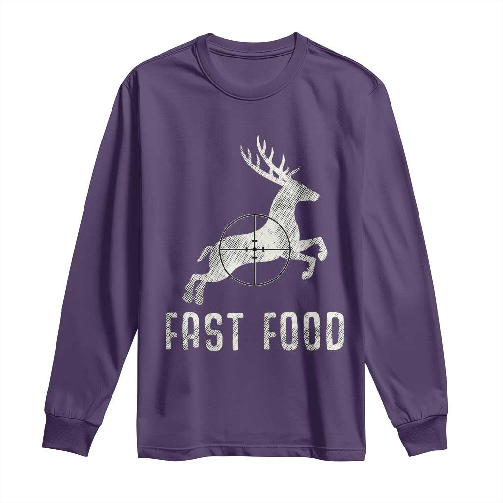 Deer Hunting Season Long Sleeve Shirt Funny Fast Food TS10 Purple Print Your Wear