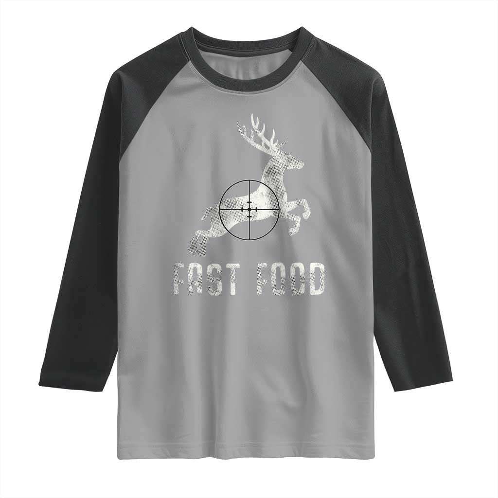 Deer Hunting Season Raglan Shirt Funny Fast Food TS10 Sport Gray Black Print Your Wear
