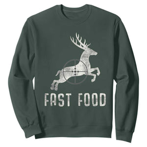 Deer Hunting Season Sweatshirt Funny Fast Food TS10 Dark Forest Green Print Your Wear