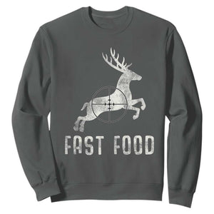 Deer Hunting Season Sweatshirt Funny Fast Food TS10 Dark Heather Print Your Wear