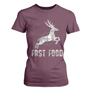 Deer Hunting Season T Shirt For Women Funny Fast Food TS10 Maroon Print Your Wear