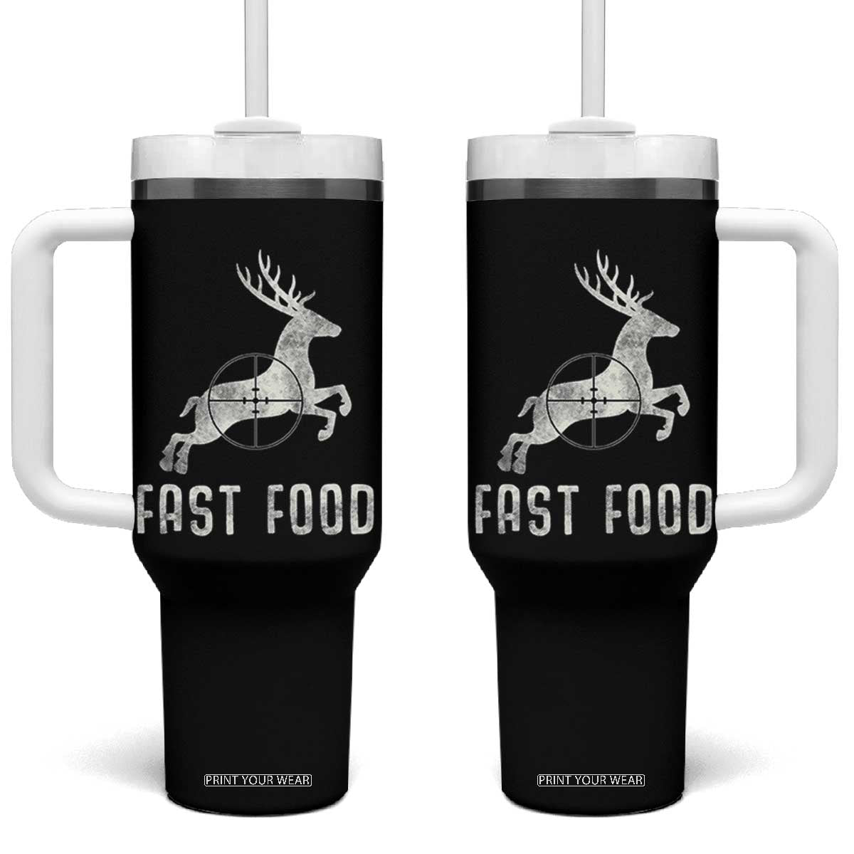 Deer Hunting Season Tumbler With Handle Funny Fast Food TS10 One Size: 40 oz Black Print Your Wear