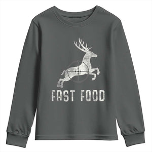 Deer Hunting Season Youth Sweatshirt Funny Fast Food TS10 Dark Heather Print Your Wear