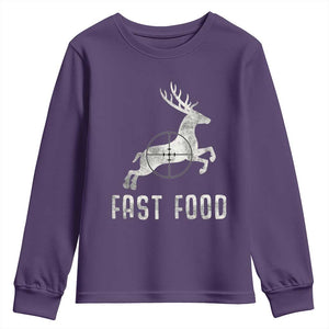 Deer Hunting Season Youth Sweatshirt Funny Fast Food TS10 Purple Print Your Wear