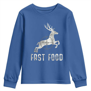 Deer Hunting Season Youth Sweatshirt Funny Fast Food TS10 Royal Blue Print Your Wear