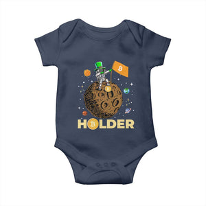 St Patricks Day Bitcoin Astronaut Baby Onesie Lucky Shamrock Leprechaun BTC Crypto To The Moon TS10 Navy Print Your Wear