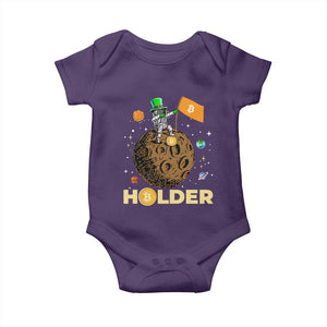 St Patricks Day Bitcoin Astronaut Baby Onesie Lucky Shamrock Leprechaun BTC Crypto To The Moon TS10 Purple Print Your Wear