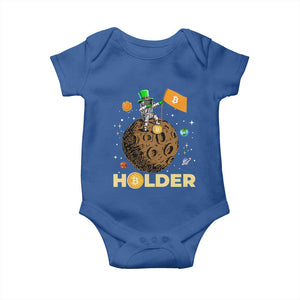 St Patricks Day Bitcoin Astronaut Baby Onesie Lucky Shamrock Leprechaun BTC Crypto To The Moon TS10 Royal Blue Print Your Wear