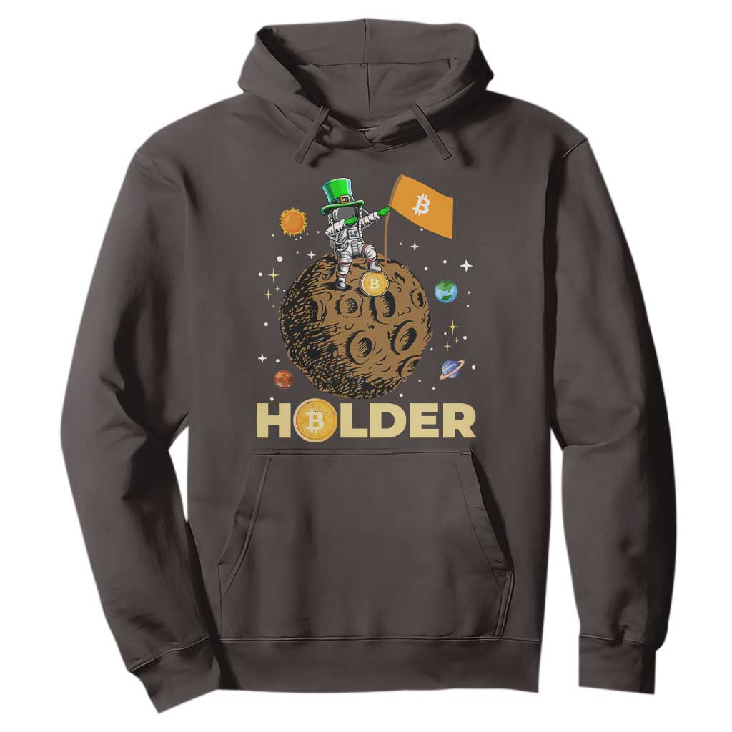 St Patricks Day Bitcoin Astronaut Hoodie Lucky Shamrock Leprechaun BTC Crypto To The Moon TS10 Dark Chocolate Print Your Wear