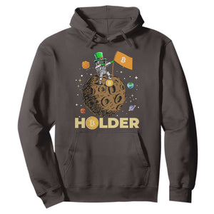 St Patricks Day Bitcoin Astronaut Hoodie Lucky Shamrock Leprechaun BTC Crypto To The Moon TS10 Dark Chocolate Print Your Wear