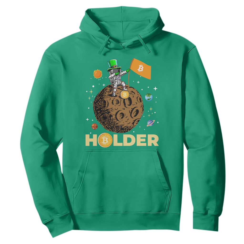 St Patricks Day Bitcoin Astronaut Hoodie Lucky Shamrock Leprechaun BTC Crypto To The Moon TS10 Irish Green Print Your Wear