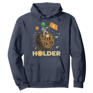 St Patricks Day Bitcoin Astronaut Hoodie Lucky Shamrock Leprechaun BTC Crypto To The Moon TS10 Navy Print Your Wear