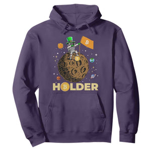 St Patricks Day Bitcoin Astronaut Hoodie Lucky Shamrock Leprechaun BTC Crypto To The Moon TS10 Purple Print Your Wear