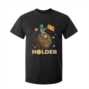 St Patricks Day Bitcoin Astronaut T Shirt For Kid Lucky Shamrock Leprechaun BTC Crypto To The Moon TS10 Black Print Your Wear