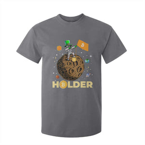 St Patricks Day Bitcoin Astronaut T Shirt For Kid Lucky Shamrock Leprechaun BTC Crypto To The Moon TS10 Charcoal Print Your Wear