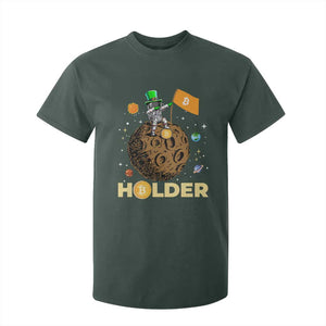 St Patricks Day Bitcoin Astronaut T Shirt For Kid Lucky Shamrock Leprechaun BTC Crypto To The Moon TS10 Dark Forest Green Print Your Wear