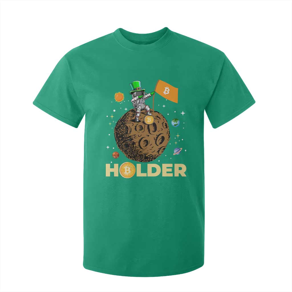 St Patricks Day Bitcoin Astronaut T Shirt For Kid Lucky Shamrock Leprechaun BTC Crypto To The Moon TS10 Irish Green Print Your Wear