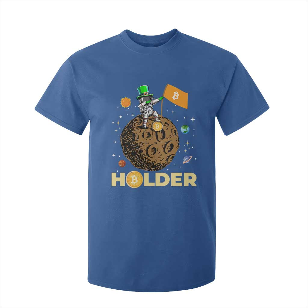 St Patricks Day Bitcoin Astronaut T Shirt For Kid Lucky Shamrock Leprechaun BTC Crypto To The Moon TS10 Royal Blue Print Your Wear