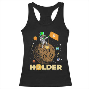 St Patricks Day Bitcoin Astronaut Racerback Tank Top Lucky Shamrock Leprechaun BTC Crypto To The Moon TS10 Black Print Your Wear