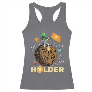 St Patricks Day Bitcoin Astronaut Racerback Tank Top Lucky Shamrock Leprechaun BTC Crypto To The Moon TS10 Charcoal Print Your Wear