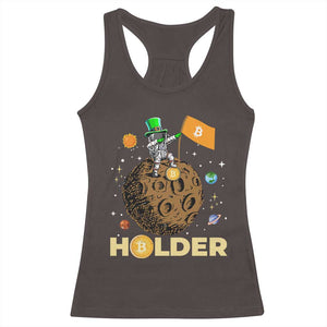 St Patricks Day Bitcoin Astronaut Racerback Tank Top Lucky Shamrock Leprechaun BTC Crypto To The Moon TS10 Dark Chocolate Print Your Wear