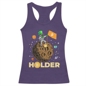 St Patricks Day Bitcoin Astronaut Racerback Tank Top Lucky Shamrock Leprechaun BTC Crypto To The Moon TS10 Purple Print Your Wear