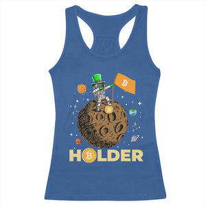 St Patricks Day Bitcoin Astronaut Racerback Tank Top Lucky Shamrock Leprechaun BTC Crypto To The Moon TS10 Royal Blue Print Your Wear