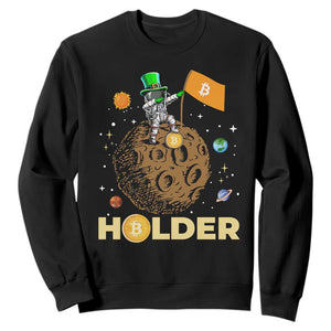 St Patricks Day Bitcoin Astronaut Sweatshirt Lucky Shamrock Leprechaun BTC Crypto To The Moon TS10 Black Print Your Wear