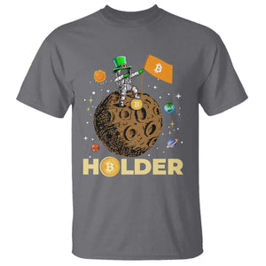 St Patricks Day Bitcoin Astronaut T Shirt Lucky Shamrock Leprechaun BTC Crypto To The Moon TS10 Charcoal Print Your Wear