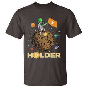 St Patricks Day Bitcoin Astronaut T Shirt Lucky Shamrock Leprechaun BTC Crypto To The Moon TS10 Dark Chocolate Print Your Wear