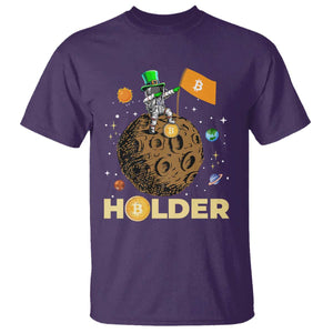 St Patricks Day Bitcoin Astronaut T Shirt Lucky Shamrock Leprechaun BTC Crypto To The Moon TS10 Purple Print Your Wear