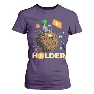 St Patricks Day Bitcoin Astronaut T Shirt For Women Lucky Shamrock Leprechaun BTC Crypto To The Moon TS10 Purple Print Your Wear